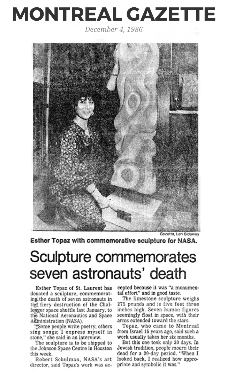Esther-topaz-Challenger-tribute-sculpture
